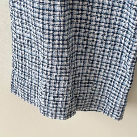 Abercrombie Blue Plaid Linen-Blend Pull-On Wide Leg Drawstring Pants - Picture 13 of 16